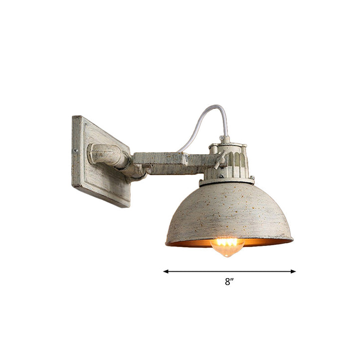 Dome Metall Veggmontert Sconce Antikk 1 Hode Stue Justerbar Vegglampe i Hvit med Håndtak | Luvikno