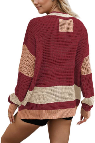 Luvik | Jakke V-hals Lomme Fargeblokk Cardigan Sweatshirt