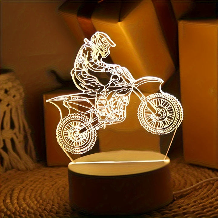 MotoLamp - 3D LED Nattlampe Motocross Tema Luvikno