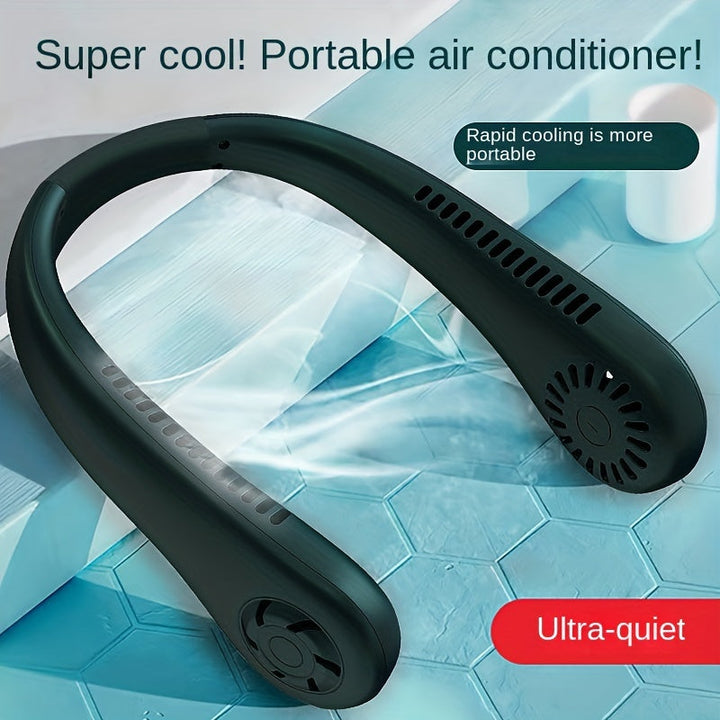 1pc Håndfri Bærbar Nakke Vifte - Oppladbar, Bladfri, og USB Drevet - Perfekt for Kontor og Reisebruk | Luvikno