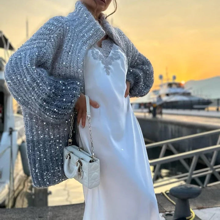 Luvik | Jerseyvest med knapper - Glansfull eleganse & Lett stoff - Ensfarget strikkajakke til hverdagen & spesielle anledninger