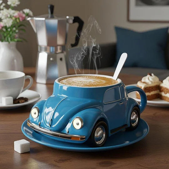 RetroAuto Keramisk Kaffegruppe – Unik 3D Design for Kaffe & Te | Luvikno