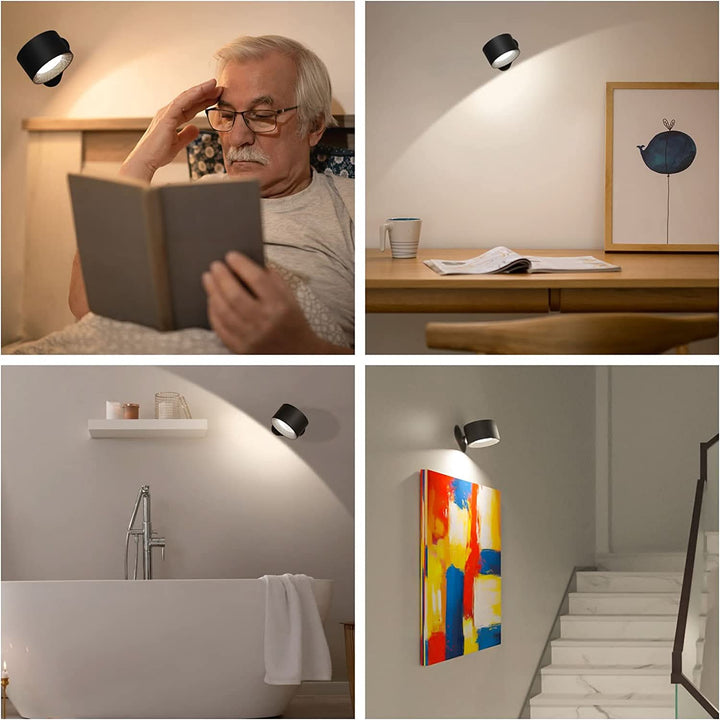 Luvikno | 360° Vegglampe – Trådløs, USB oppladbar & 3 lysnivåer for fleksibel belysning