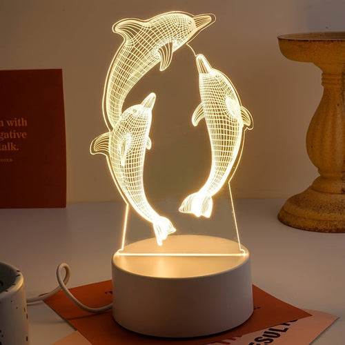 GeoDolphin - Trendy 3D Illusion Bordlampe Luvikno