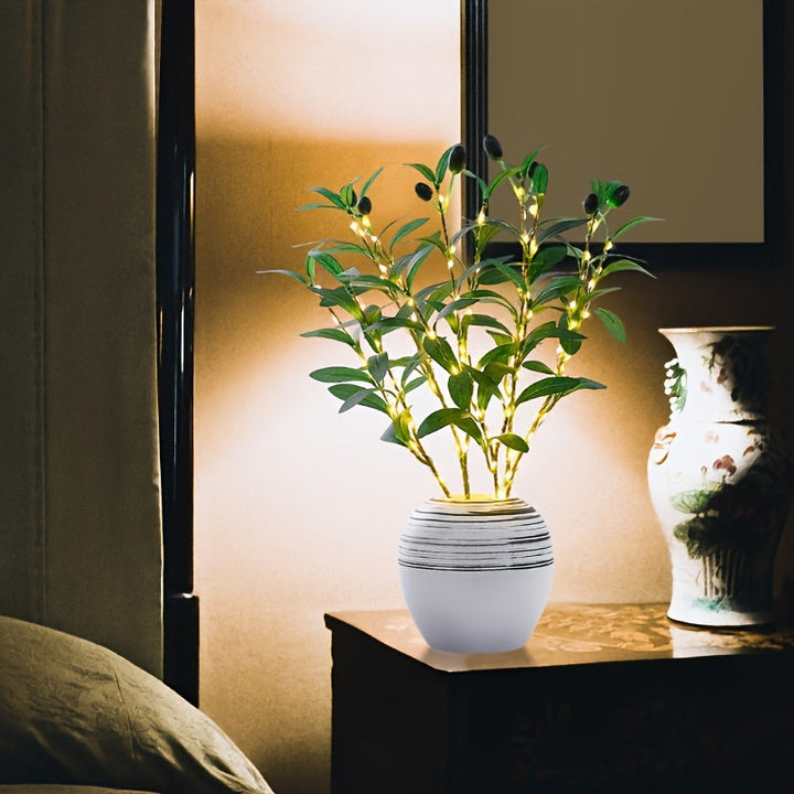 LumiTak – Elegant Olivengren LED Bordlampe Luvikno
