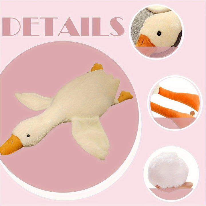 Soft White Duck Plush Toy - Large Swan/Gander Toy, Fluffy Floor Mat for Nursery and Home Decor | Luvikno