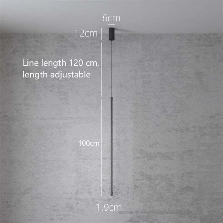 Pendellampe Slim Svart Metall Soverom Lampen Luvikno