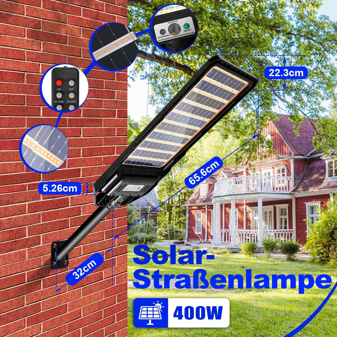 Solcellelampe gatebelysning med bevegelsessensor 300W/400W | Luvikno
