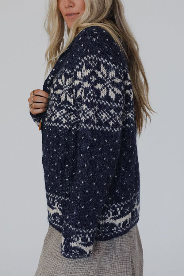 Luvik | Joulutähti-Poro-Vetoketju Pitkähiha-paita