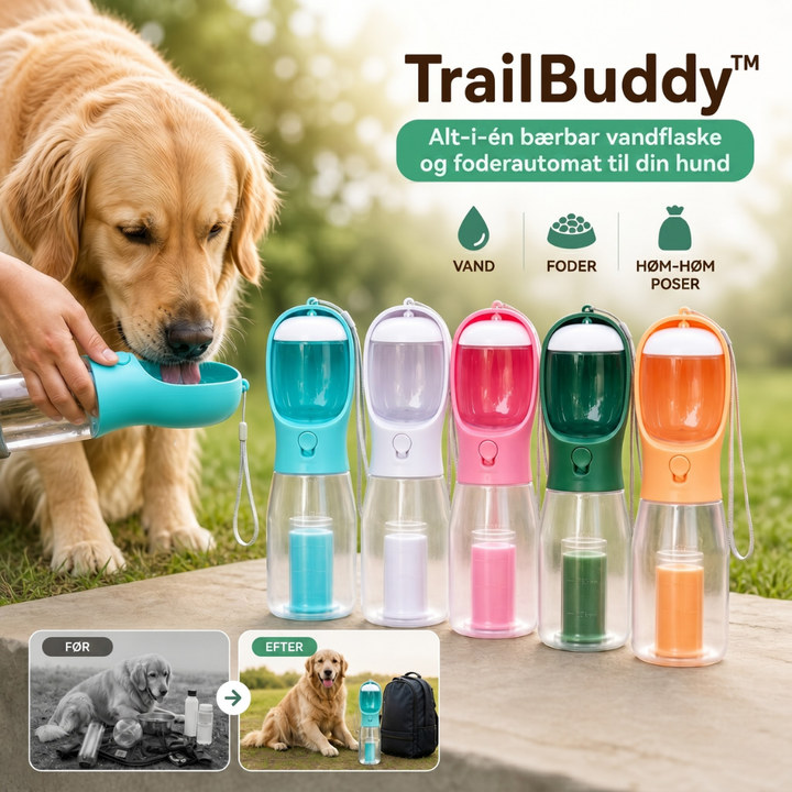 TrailBuddy™ – 3-i-1 hundevannflaske med matboks | Luvikno