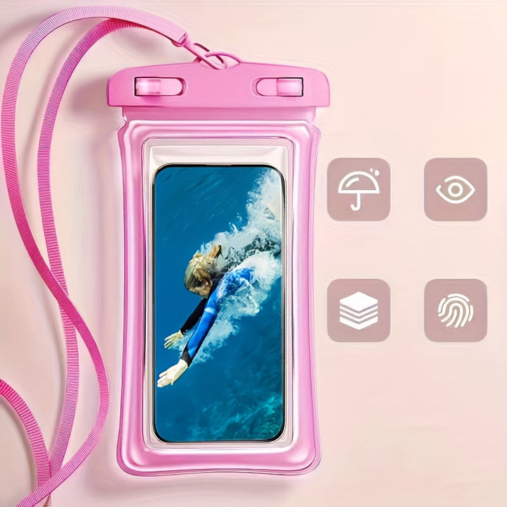 Luvikno | Vanntett telefonveske med nakkereim for strand og reise – Holdbar PVC smarttelefonveske for 20-32 cm enheter