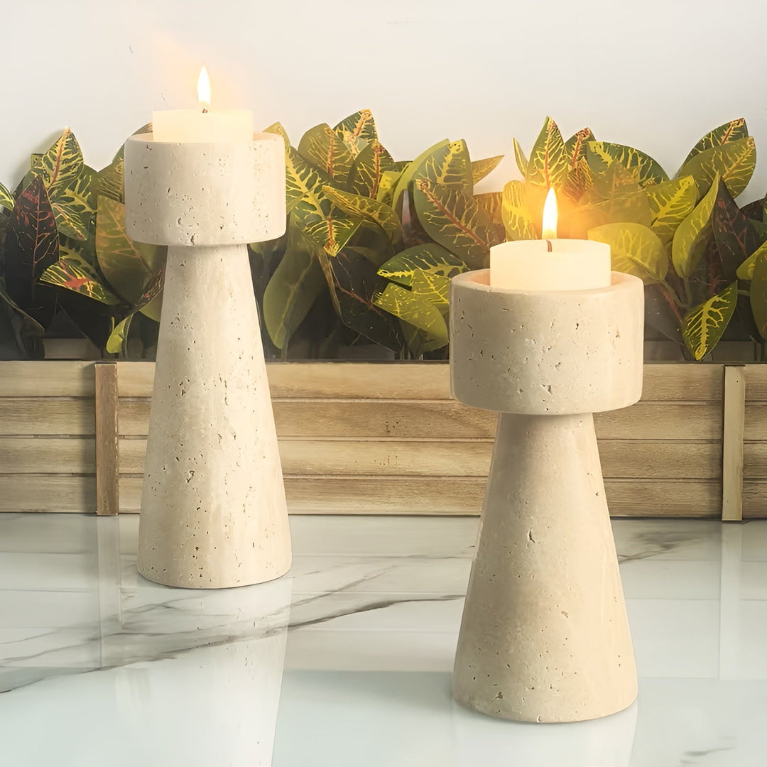Marmor lysestake laget av naturstein – Elegant & Dekorativ | Polert for bord, bryllup og stue | Luvikno