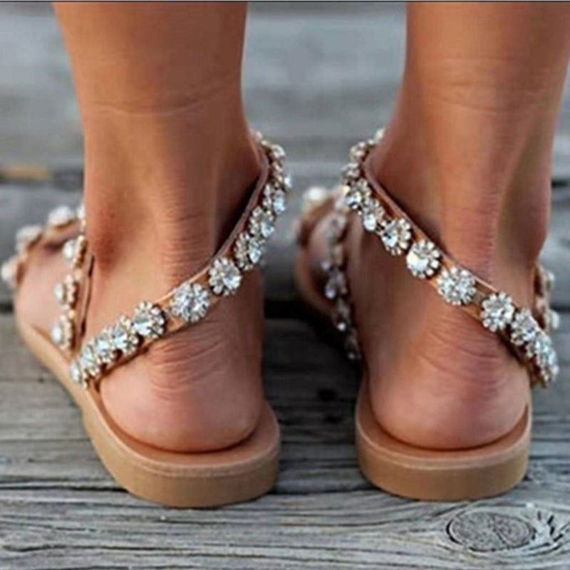 Luvik | Boho Ranta Strass Flip Flops