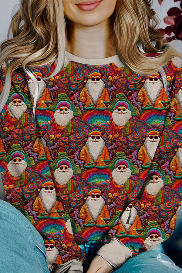 Luvik | Painettu Joulun kontrastivärinen Pitkähihaisena Neulepaita