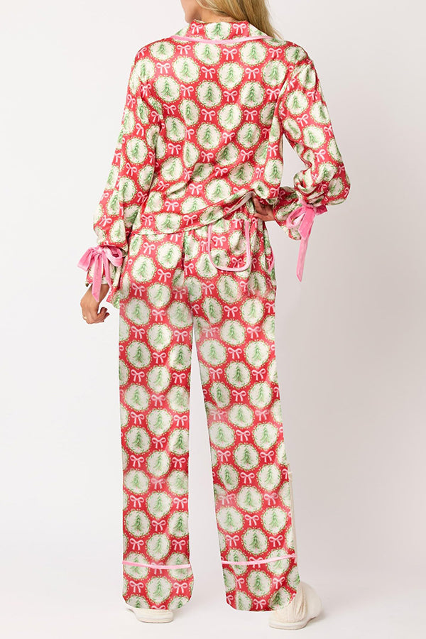 Luvik | Joulu Tulostettu Sametti Nauhoitus Pitkähihainen Pusero ja Elastinen Vyötärön Leveys Housu Setti