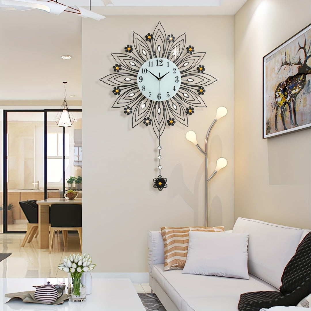 Elegant Floral Wall Clock with Luxurious Gold Accents | Luvikno