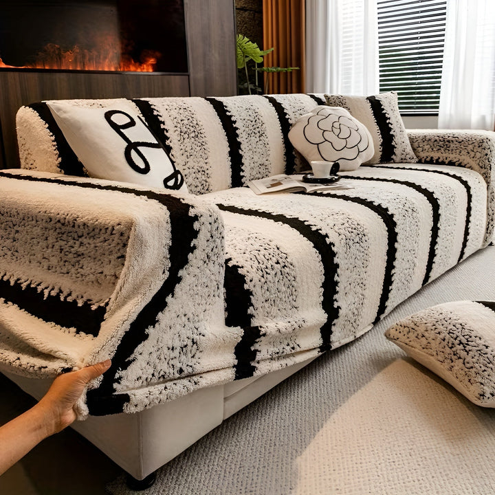 Plush sofa cover (2 pieces) – Myk, varm og dekorativ | Beskytter sofaen din på en stilfull måte | Luvikno