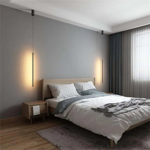 Pendellampe Slim Svart Metall Soverom Lampen Luvikno