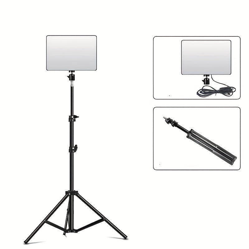 Luvikno | Justerbar LED-lampe stativ for fotografering og video – 1,1 m høyde, solid aluminiumsstativ med lampe