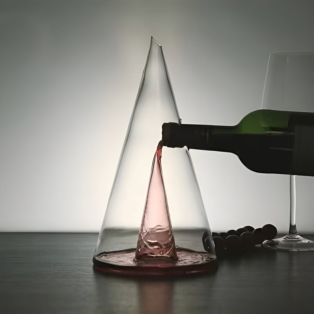 Rødvinskaraffel laget av glass – Stilig aerasjon med fossefallhelling | Inkluderer kjølekontainer | Luvikno