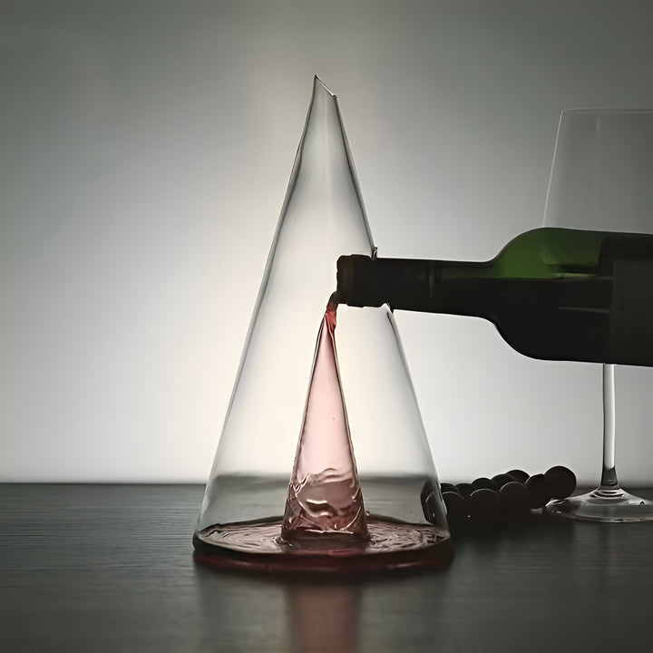 Rødvinskaraffel laget av glass – Stilig aerasjon med fossefallhelling | Inkluderer kjølekontainer | Luvikno