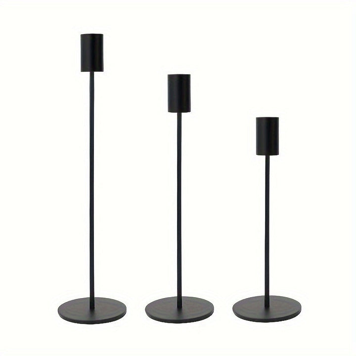 ElegantGleam | 3-delt metall lysestaksett for bord Luvikno