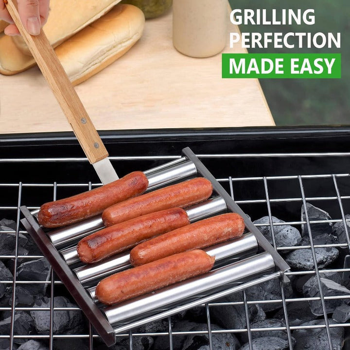Roterende Pølsegrillstativ med Detachable Trehåndtak Luvikno