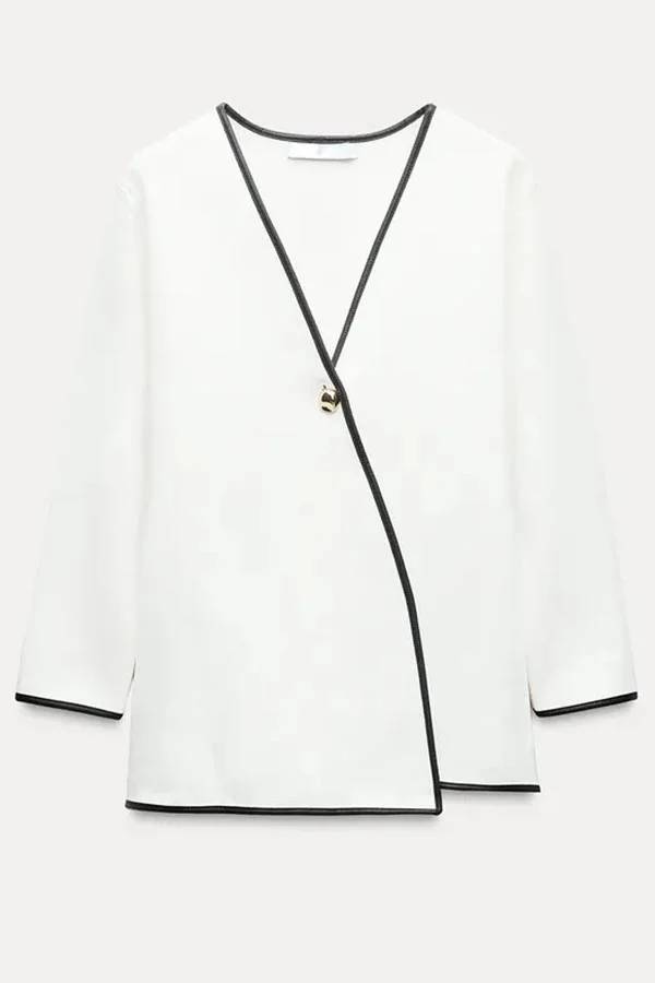 Luvik | Mahdollisuuteni Kontrastikuvio Kultanappi Pitkähihainen Huoleton Takki