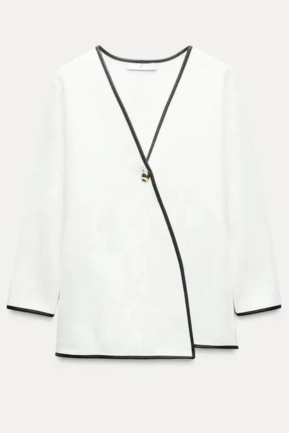 Luvik | Mahdollisuuteni Kontrastikuvio Kultanappi Pitkähihainen Huoleton Takki