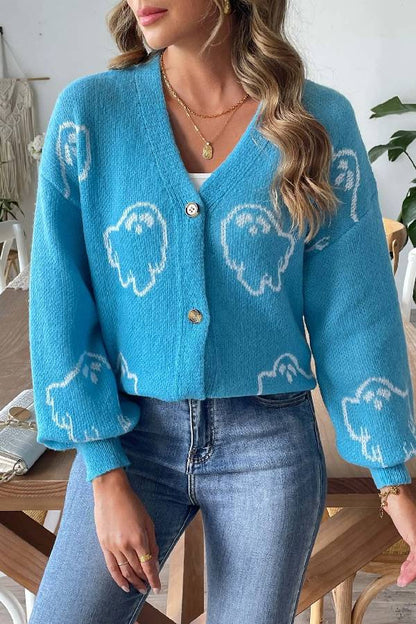 Luvik | Rento hauska sarjakuvajacquard-takki