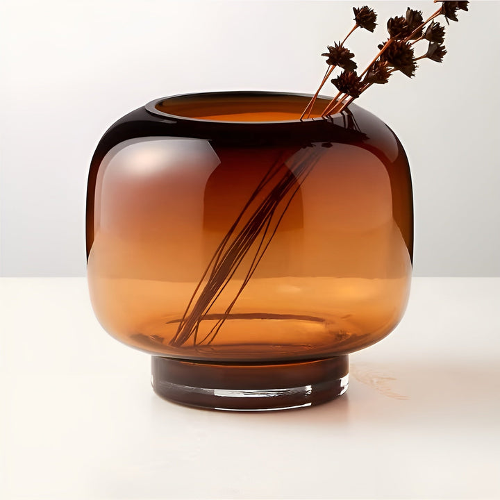 Glass Vase Hand Luviknoown – Minimalistisk og Dekorativ | Transparent Design for Luviknoomster, Hydroponics og Moderne Boligrom i Amber | Luvikno