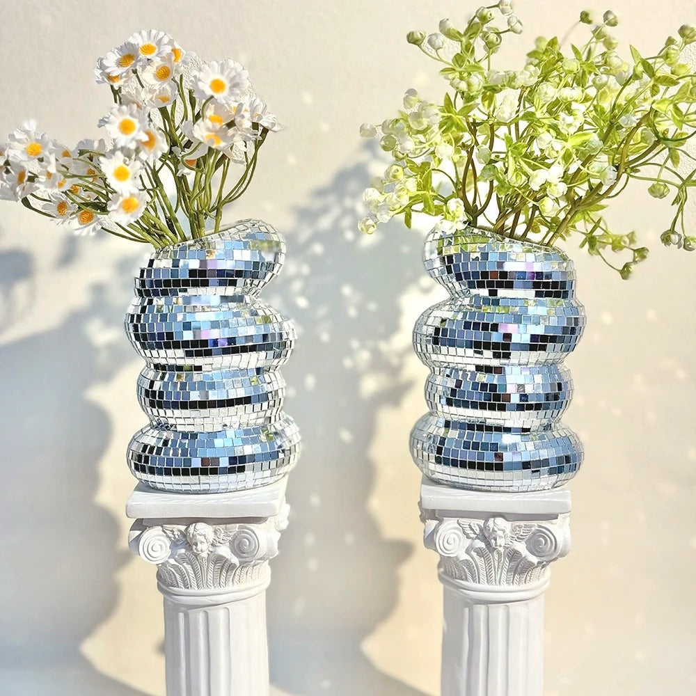 Speilbelagt disco vase med retro sjarm og moderne stil Luvikno