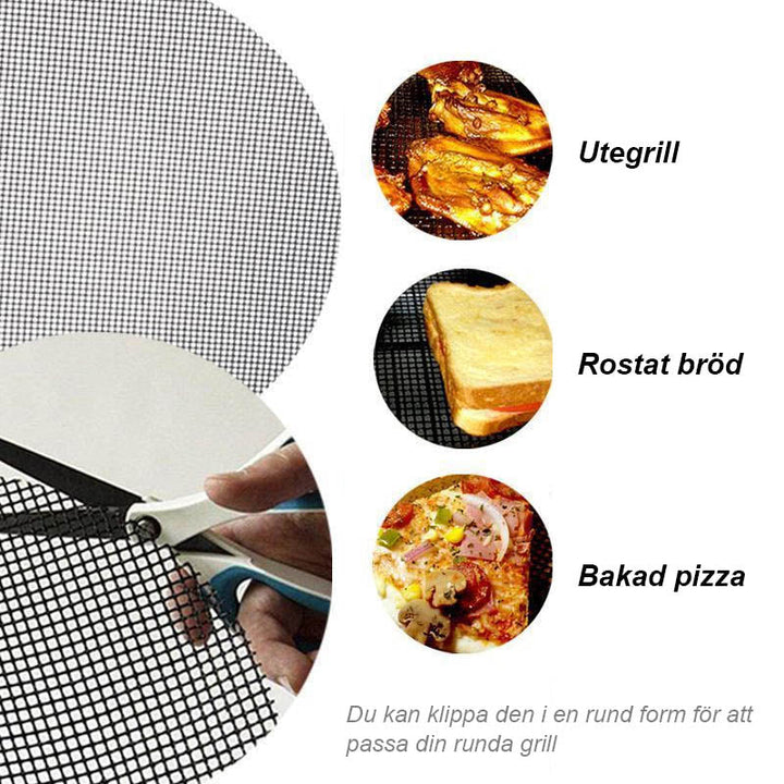 Luvikno | Grillfine BBQ Grillnett / Grillmat | Non-stick & Gjenbrukbar | Varmeresistent opp til 370 °C | For kjøtt, fisk & grønnsaker