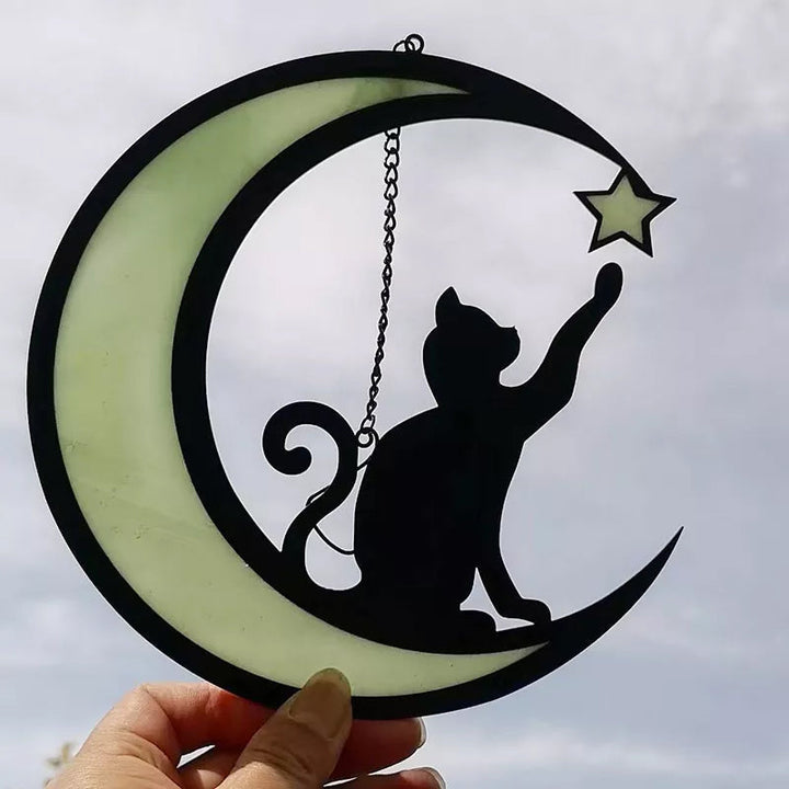Luvikno | Moon Cat Dekorasjon Anheng laget av Akryl