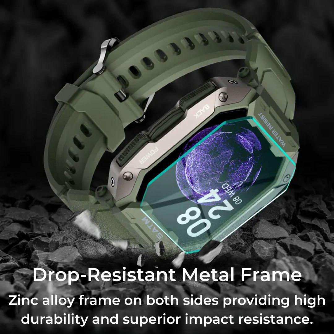 TactiX ARMY Series Smartwatch med militærdesign | Holdbar GPS - Fitness Tracker - for utendørs eventyr - militært personell og taktisk bruk Luvikno