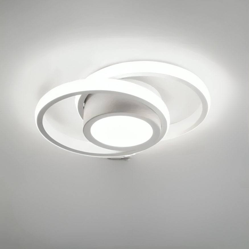 Moderne LED Taklampe 18W | Kreativ Design med 2 Ringer | Energivennlig Belysning for Stue & Kontor 24 cm | Luvikno