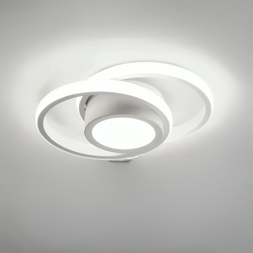 Moderne LED Taklampe 18W | Kreativ Design med 2 Ringer | Energivennlig Belysning for Stue & Kontor 24 cm | Luvikno