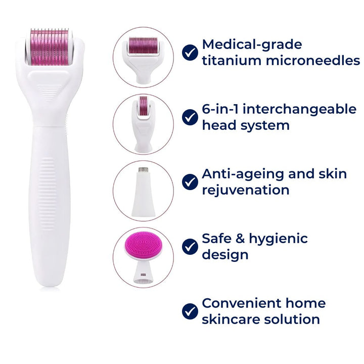 DermaGlow Microneedling Derma Roller Kit – Anti-Aging – Titannåler – Hjemmeskincare for Kvinner Luvikno