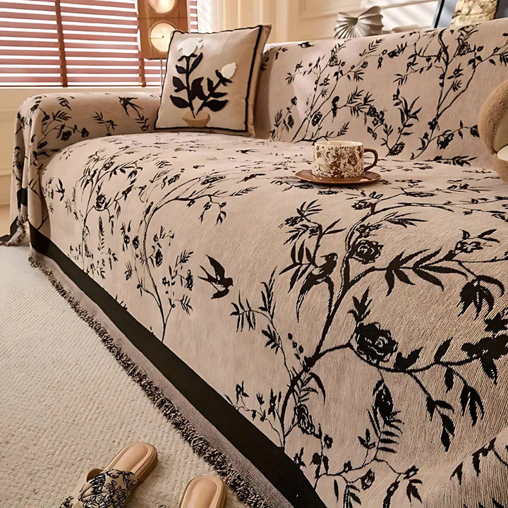 Floral Chenille Sofa Throw | Luvikno