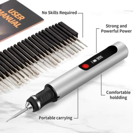 DIY KITSCRIBE PENCIL for artists, rechargeable precision tool for 50+ surfaces with 30 bits and mastery guide Luvikno
