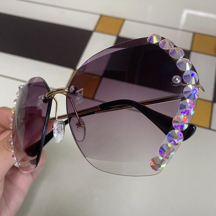 Rimless solbriller med krystall | Luvikno