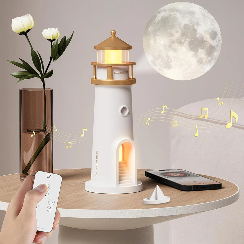 Månelampe Fyrtårn Prosjektor LED Lys Bluetooth Oppladbar Luvikno
