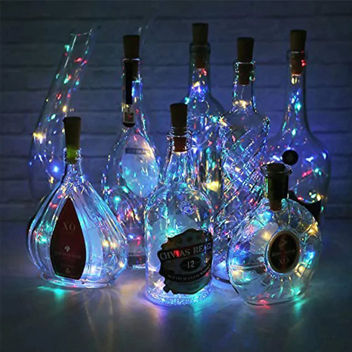LED Vinflaske Lys Kork Nattlys DIY Dekor Hev - Bit | Luvikno