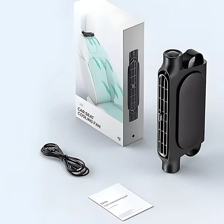 CoolDrive | USB Bilsete Kjølevifte – Justerbar 3‑Hastighet – Still Quiet USB-Drevet – Borrelåshodestøtteklips for Førere Passasjerer Kjæledyr Luvikno
