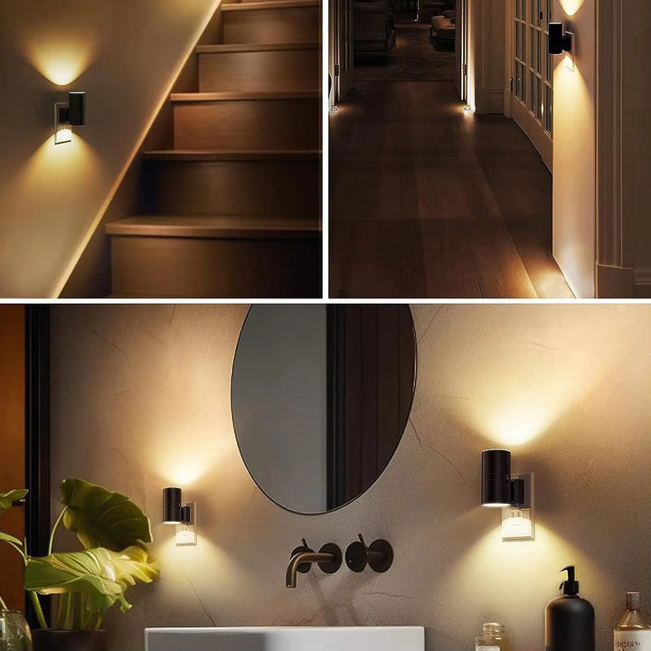 Luvikno | Luksus Plug-In Ambient Nattlys – Dimbar LED Vegglampe med Sensor (3000K Varm Glød)