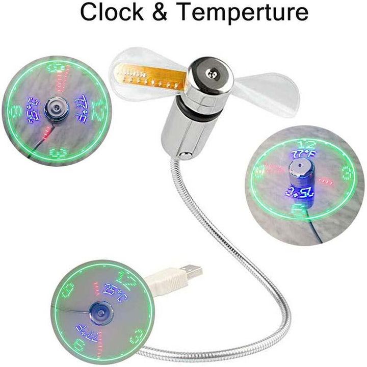 USB-vifte med LED-klokkbelysning | Luvikno
