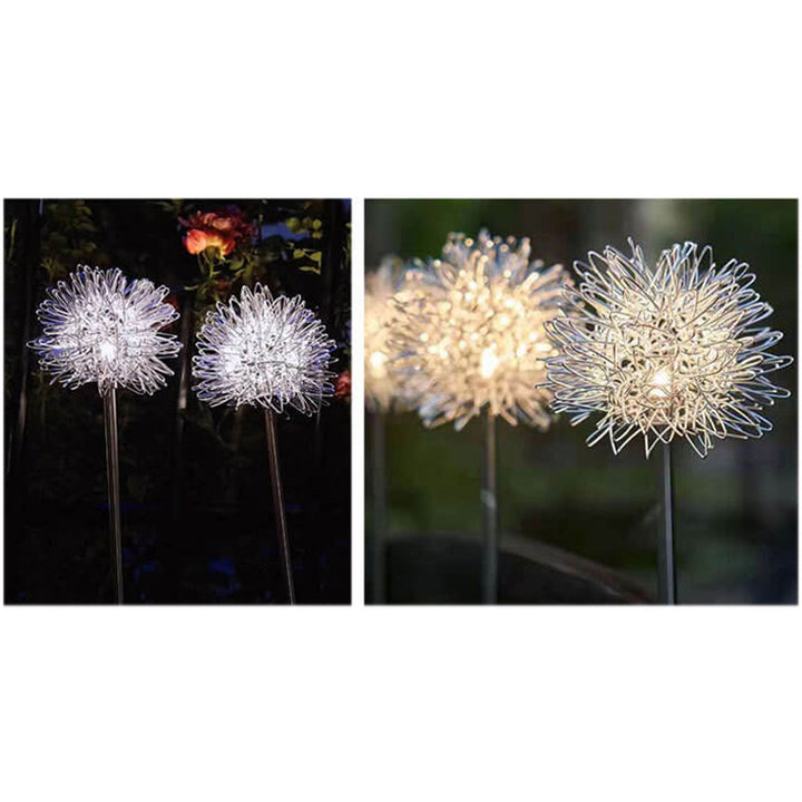 Solar Dandelion Aluminiumtråd Globe Lys LED Utendørs Vanntett Luminøs Hageinnsetting Bakkelys Landskapslys | Luvikno