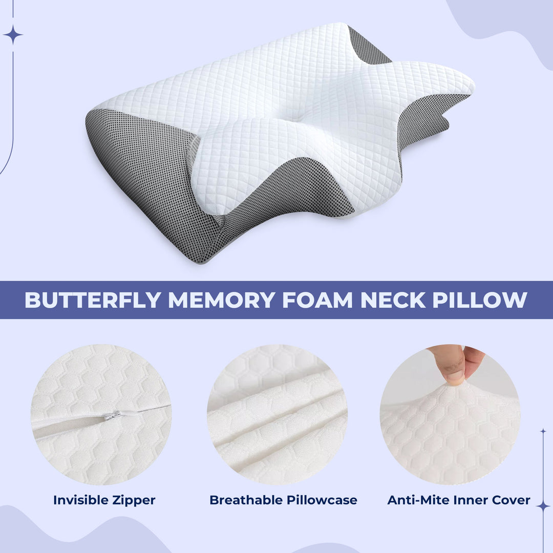 Putetrekk for Butterfly Memory Foam Cervical Pillow Luvikno