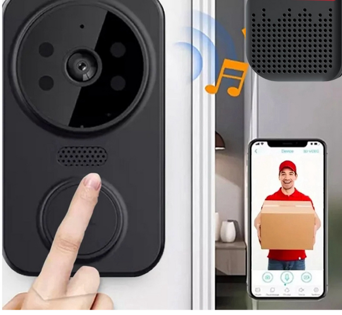 Noctiq Smart Wi-Fi Videodørklokke - HD Kamera, Nattmodus, Bevegelsessensor | Luvikno
