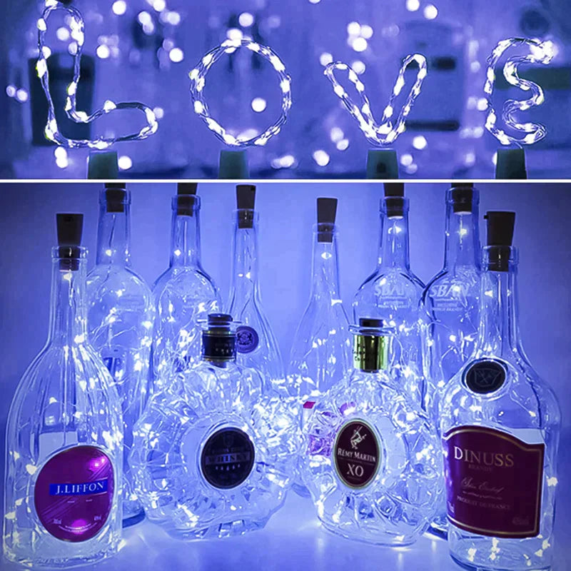 LED Vinflaske Lys Kork Nattlys DIY Dekor Hev - Bit | Luvikno